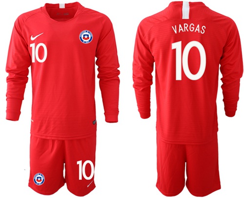 Chile #10 Vargas Home Long Sleeves Soccer Country Jersey
